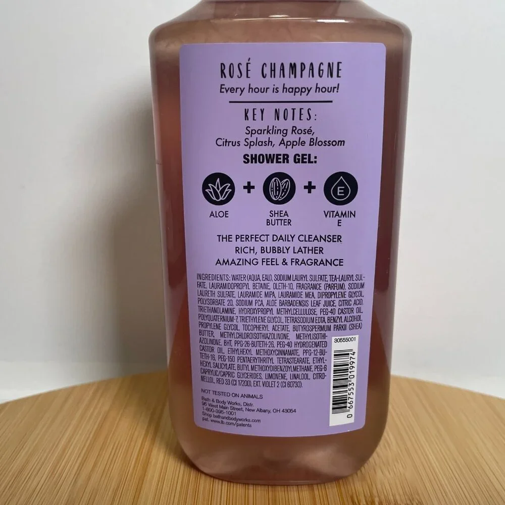 Bath & Body Works Rose Champagne Shower Gel 10 oz Shea Butter Vitamin E Aloe